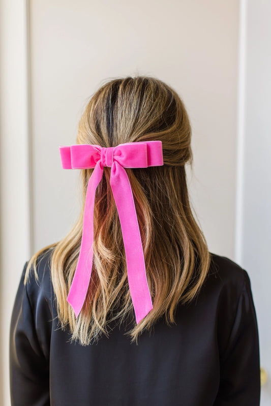Judy Hair Bow Clip - Hot Pink