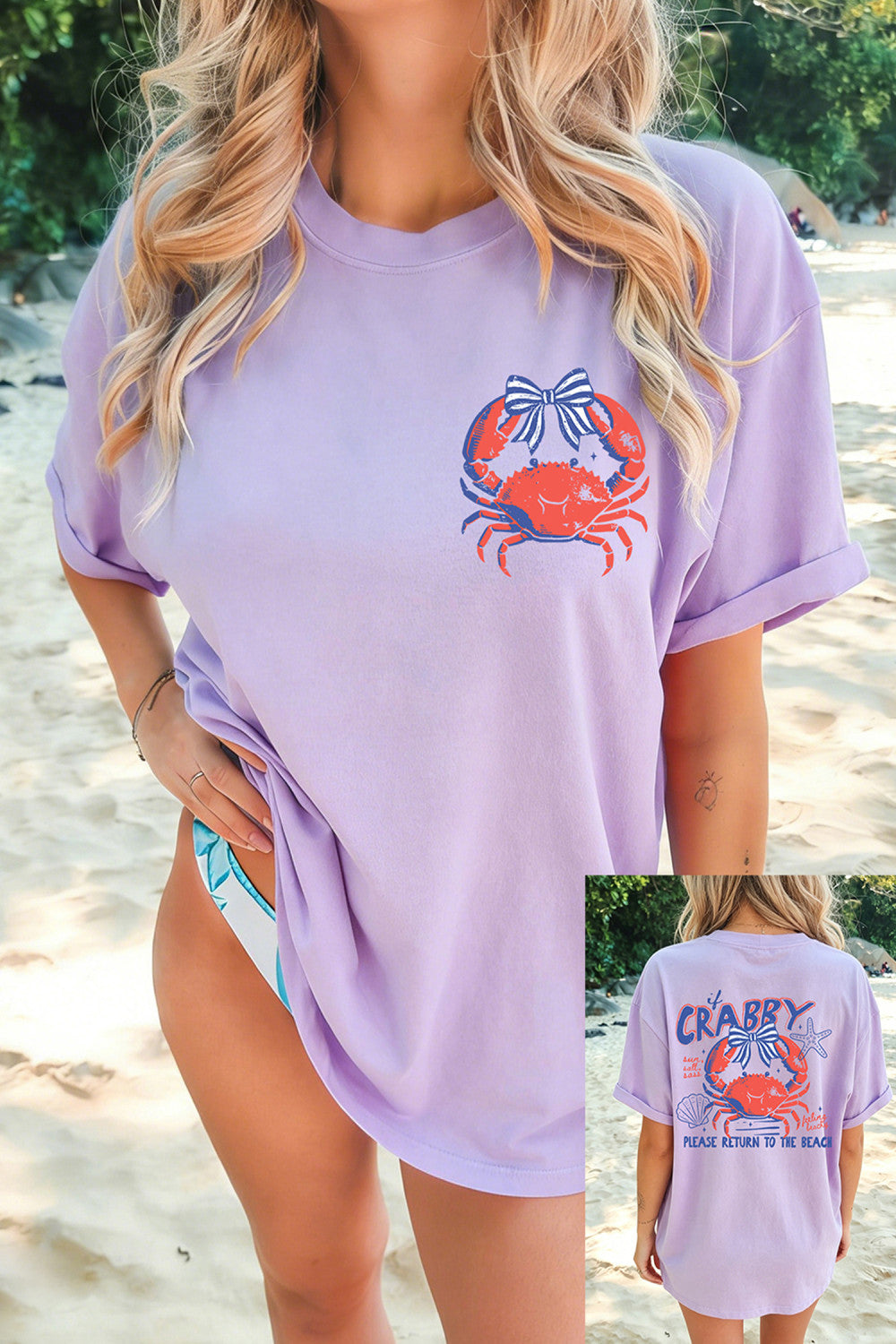 Orchid Petal CRABBY Beach Day Graphic T Shirt - PREORDER