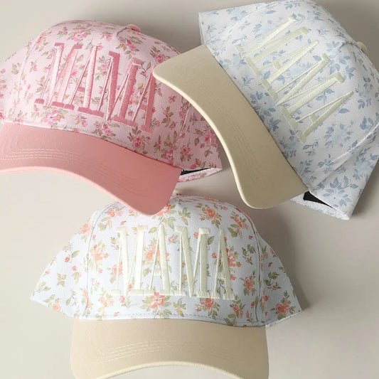Mama Embroidered Flower Patterntrucker Hat - PREORDER