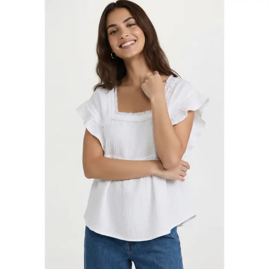 Square Neck Babydoll Cotton Blouse