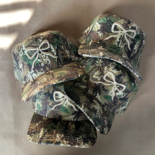 Camo Cream Bow Hat