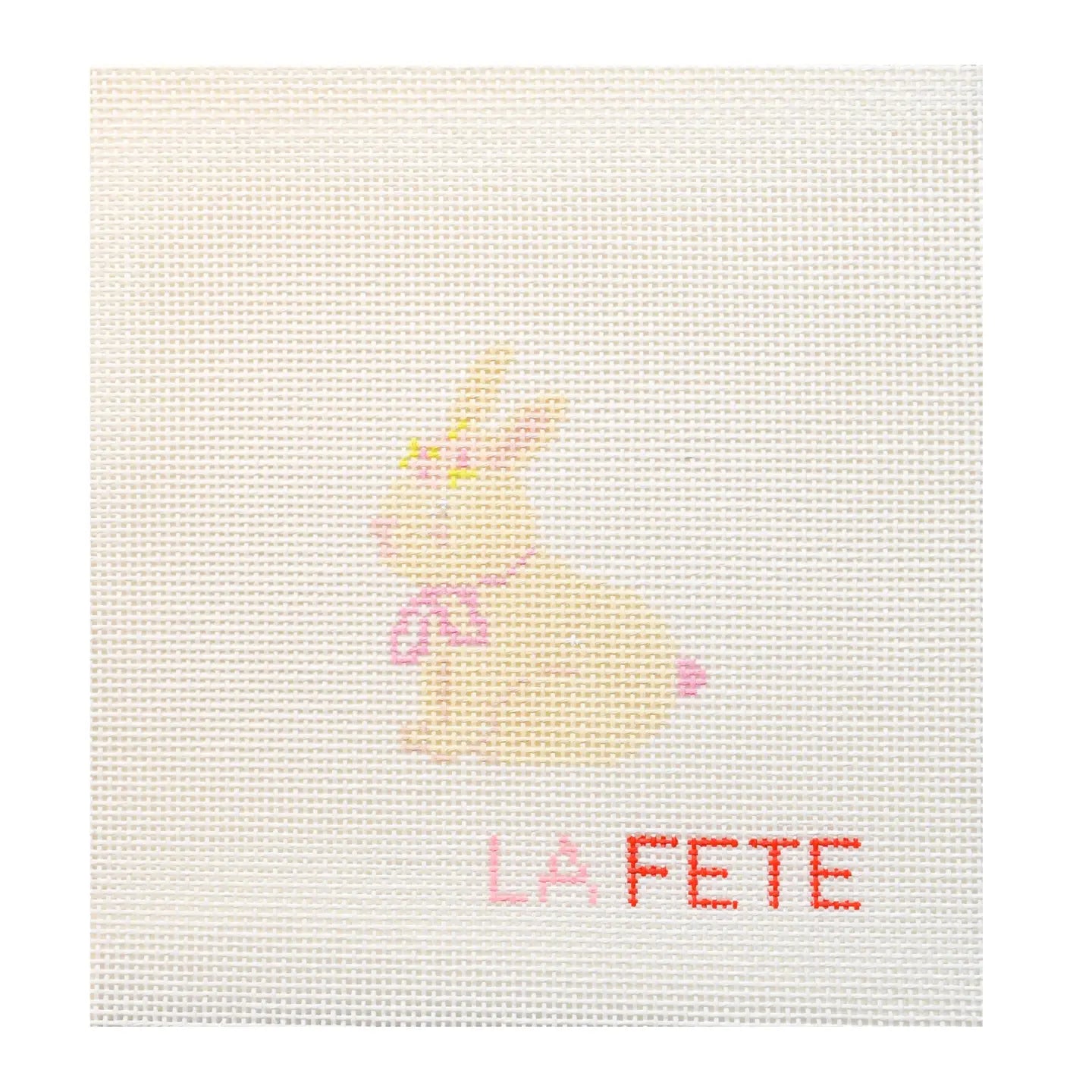 Floral Bunny Hand Painted Needlepoint Canvas - PREORDER