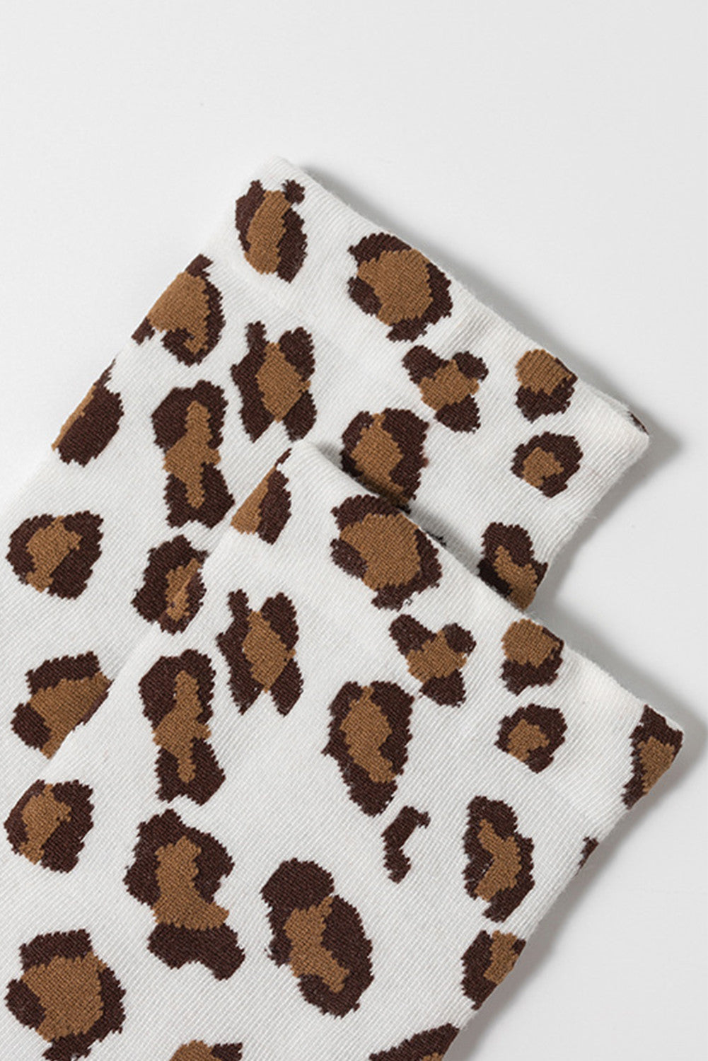White Leopard Print Polyester Cotton Socks - PREORDER