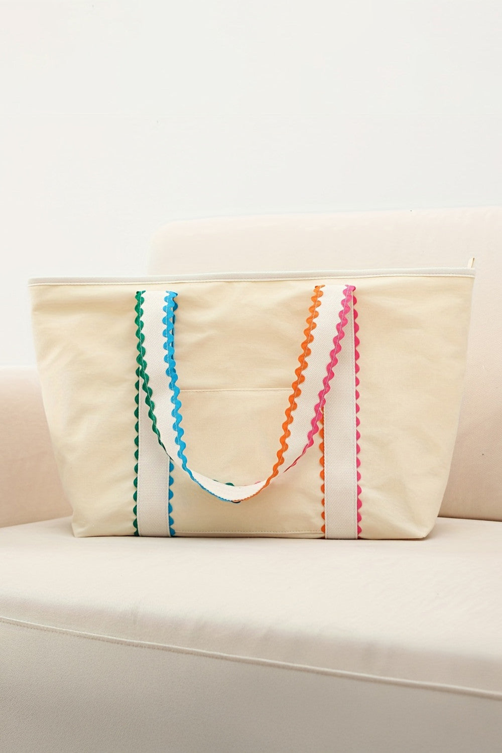 Colorful Ricrac Detail Canvas Tote Bag