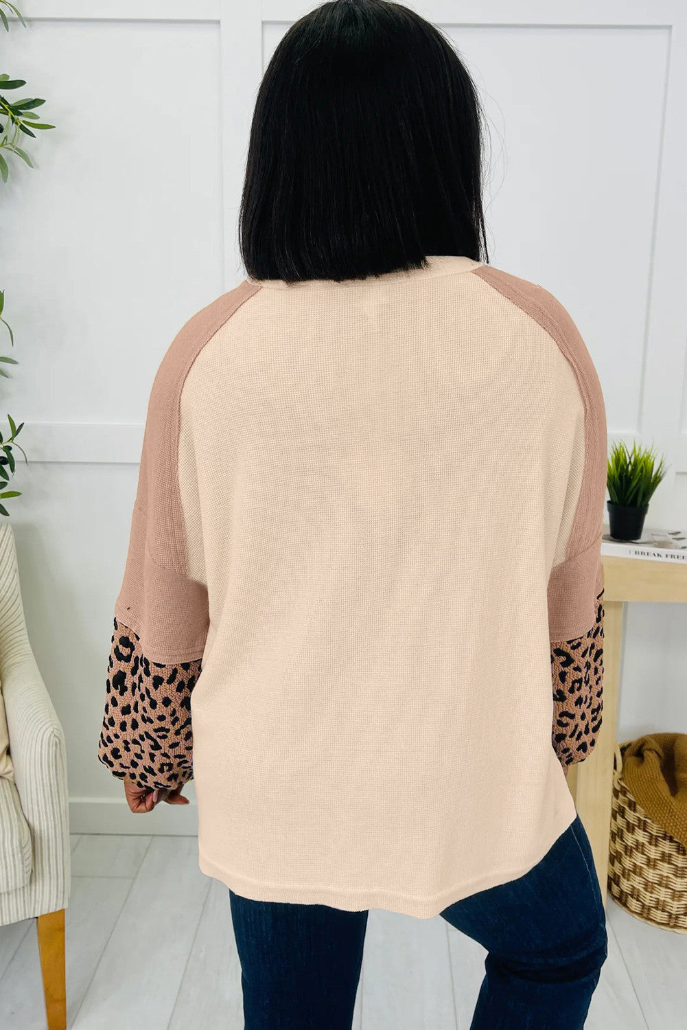 Leopard Star Color Block Patchwork Textured Baggy Sweatshirt - PREORDER