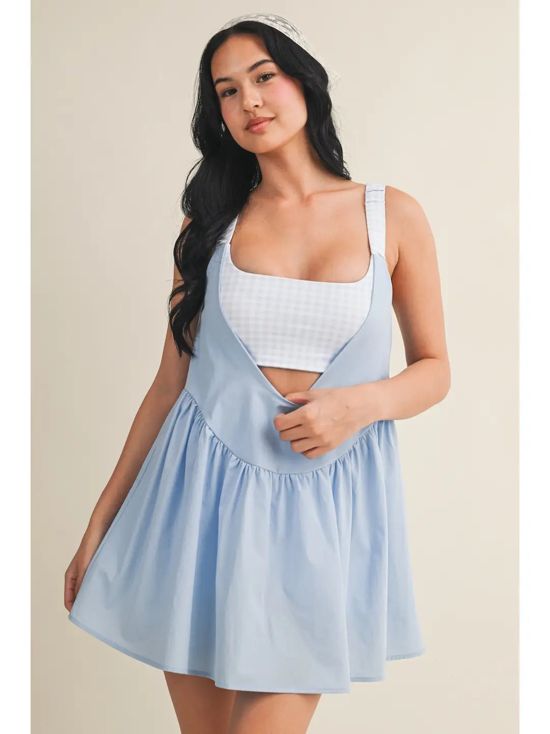 Gingham Print Double Layered Play Dress - PREORDER- ETA JUNE