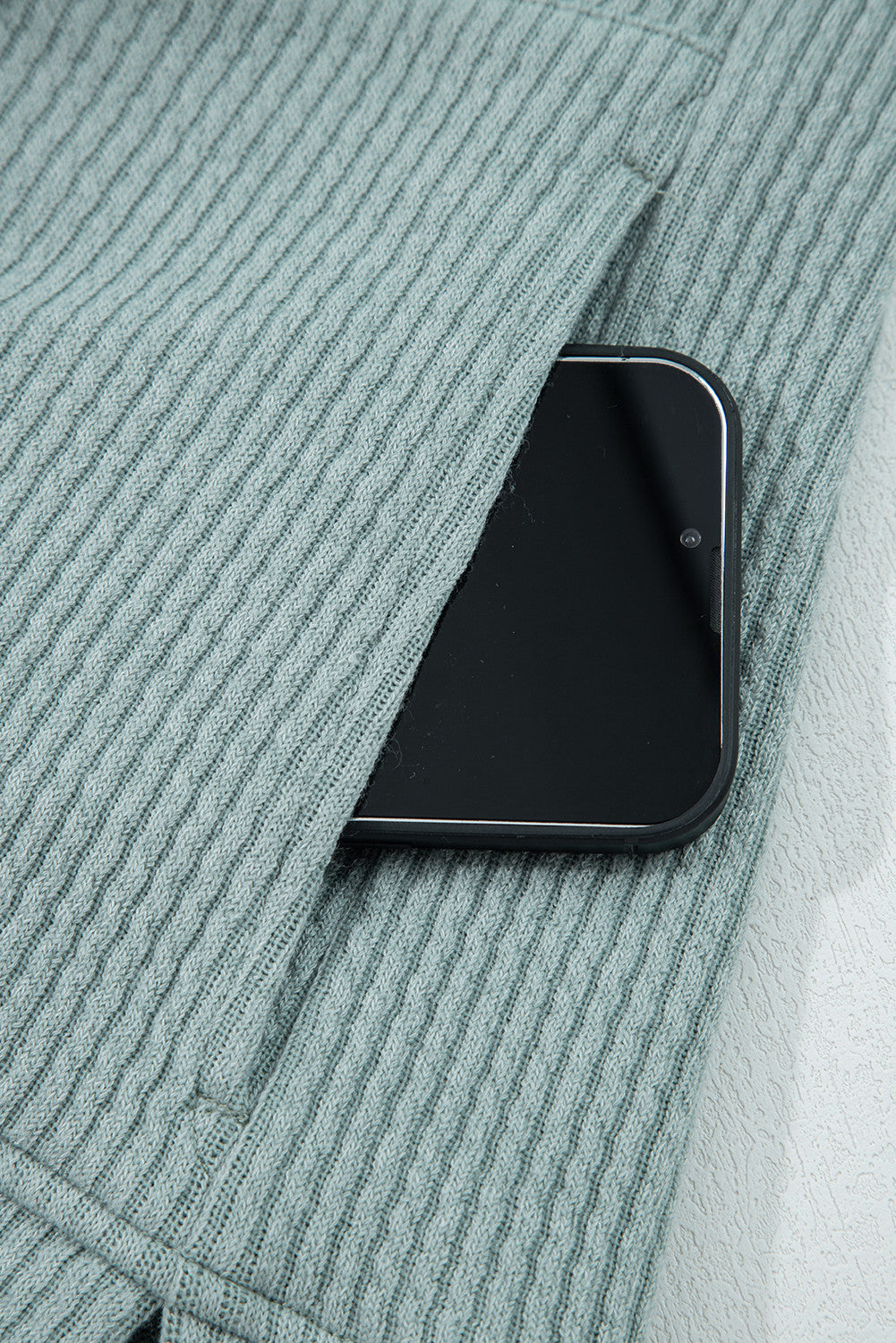 Clearly Aqua Ribbed Drop Shoulder Knit Hoodie - PREORDER