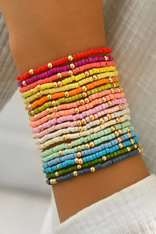Multicolor Boho Bead Stretch Bracelet Set - PREORDER