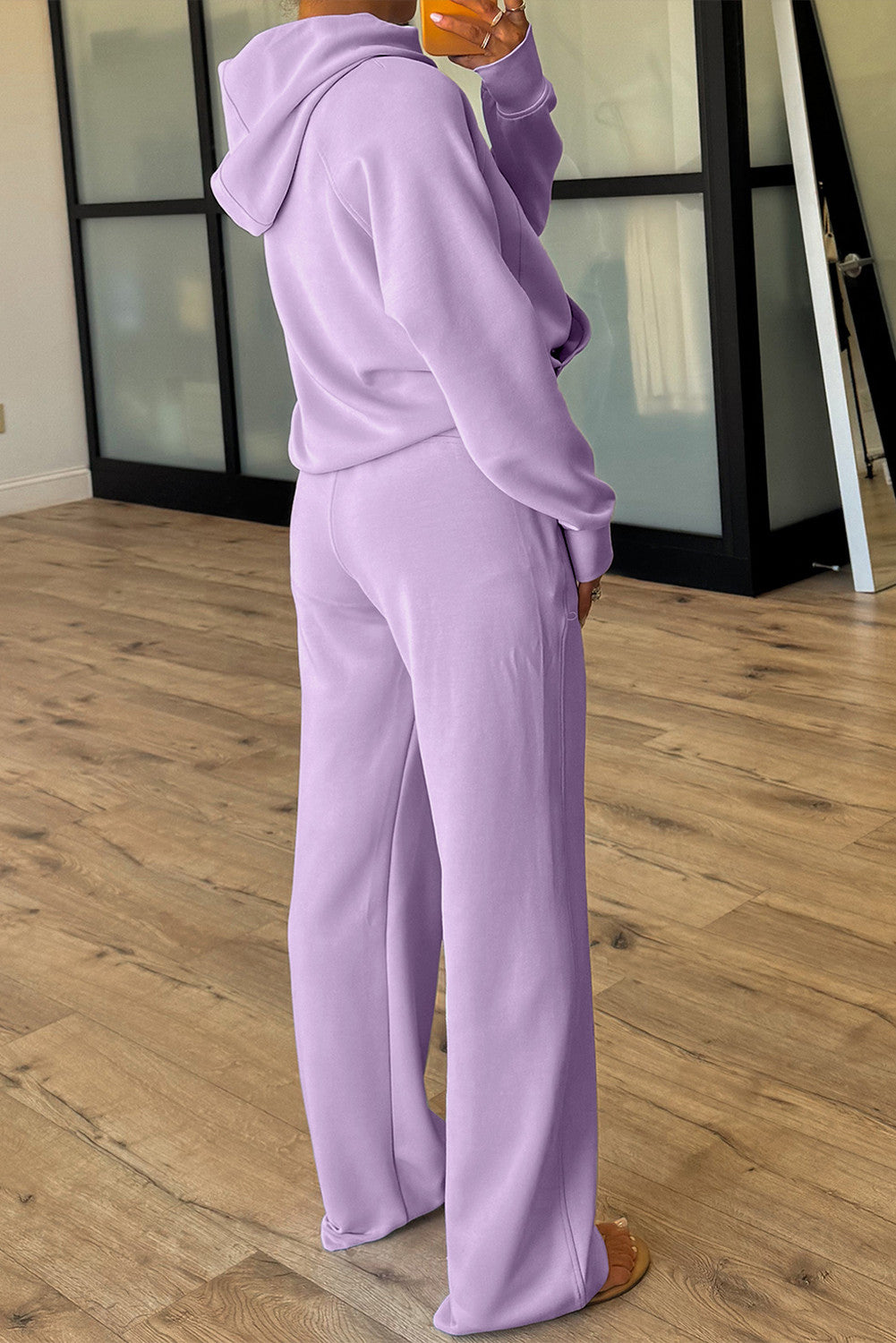 Orchid Bouquet Half Zip Thumbhole Sleeve Hoodie Active Pants 2pcs Outfit - PREORDER