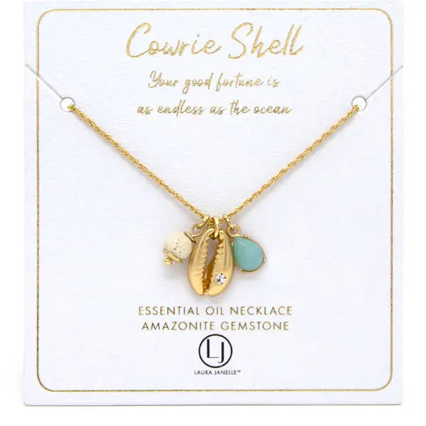 Gold Shell Essential Oil Charm Necklace