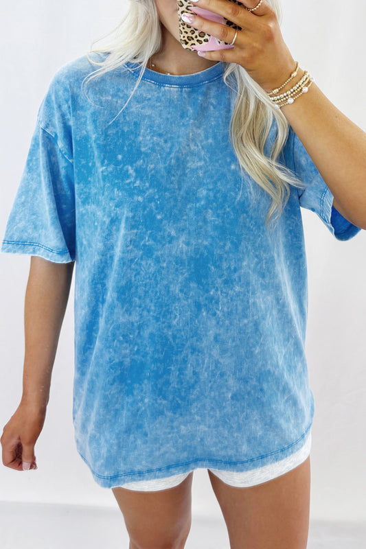 Blue Mineral Washed Oversized Tee - PREORDER