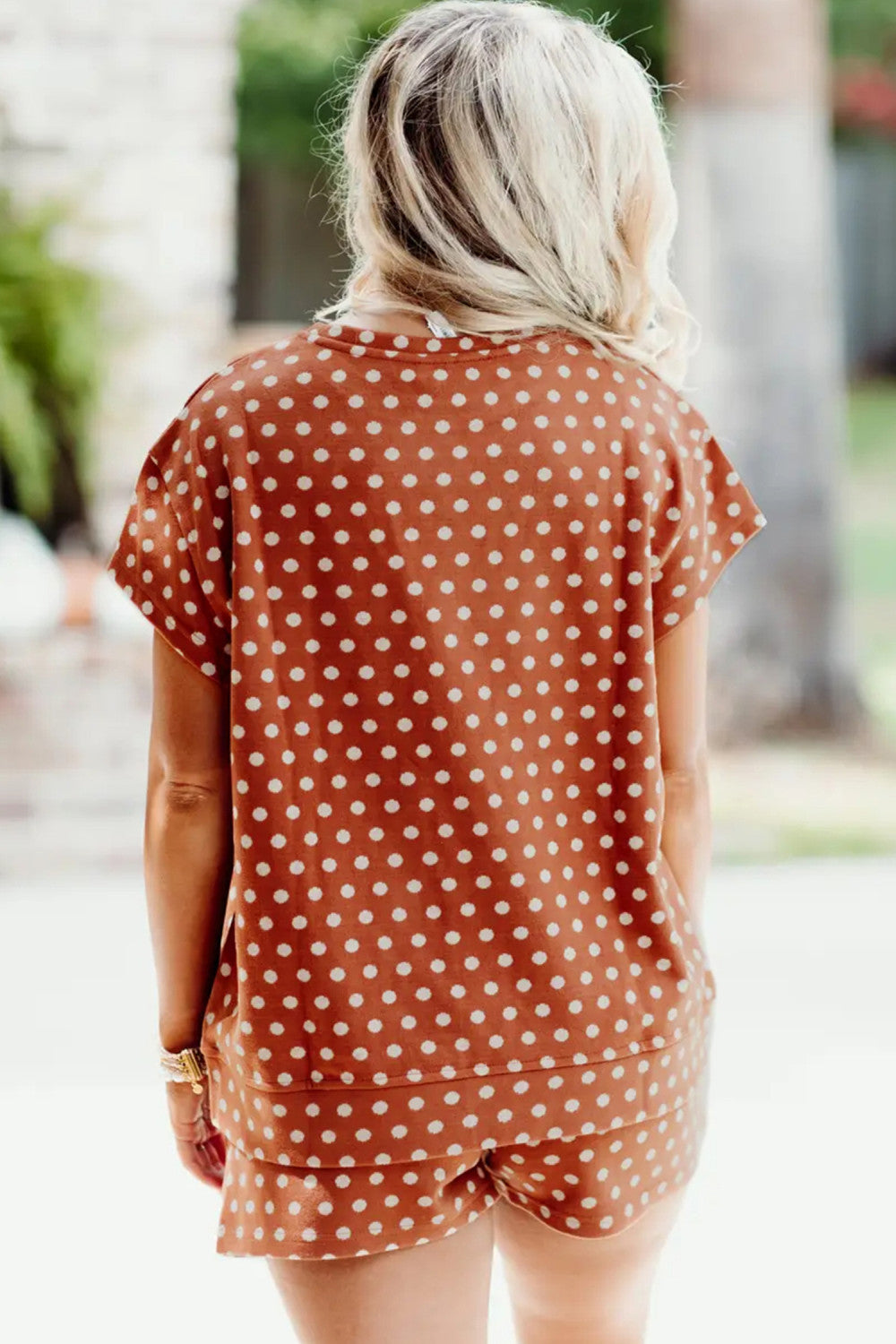 Brown Polka Dot Print Short Set - PREORDER